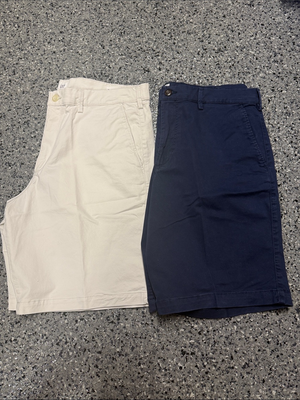 GAP Men's Cotton Flat-Front Shorts in Navy and Cream